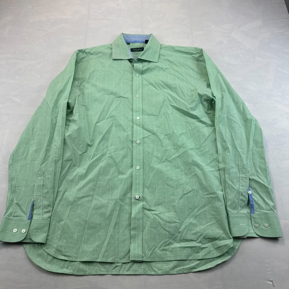Bobby Jones Shirt Mens L Green Plaid Regular Fit Long Sleeve Collared Button Up